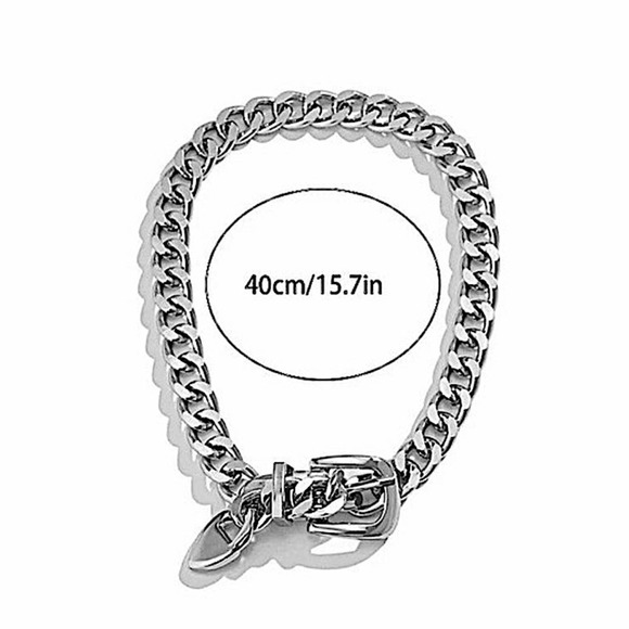 Silver Belt Buckle Design Exaggerated Choker - Picture 5 of 5